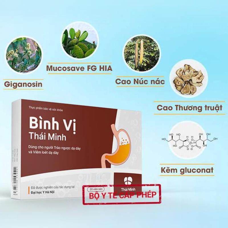 [Combo 2 hộp trải nghiệm] Bình Vị Thái Minh hộp 20 viên - Hỗ trợ người trào ngược và đau dạ dày - Miễn phí vận chuyển 2