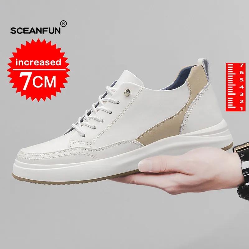 Giày Tăng Chiều Cao Vô Hình, Dành Cho Nam, Da Thật, Giày Thể Thao Đi Bộ Thường Ngày Chiều Cao 7cm, Sapato Nam, Thiết Kế Mùa Thu 1