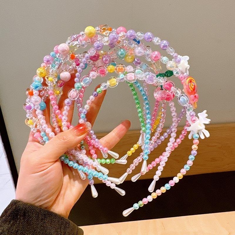 Product Introduction of Children's Necklace Jewelry Set Colorful Beaded Bracelet Cartoon Hair Hoops Earrings Princess Girl Accessories 15
