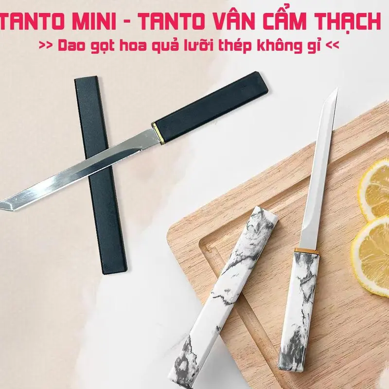 Dao Làm Bếp Nhật Bản Gọt Hoa Quả, Thái Sashimi luoi nhỏ Thép Không Gỉ dài 20cm 6