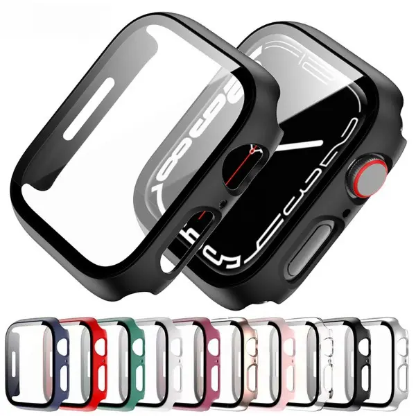 Sarung Jam Tangan Apple, Sarung Bersepadu PC, Sesuai untuk Jam Tangan Apple 10, Sarung Pelindung, dengan Saput Kaca Bajaan, IWatch98