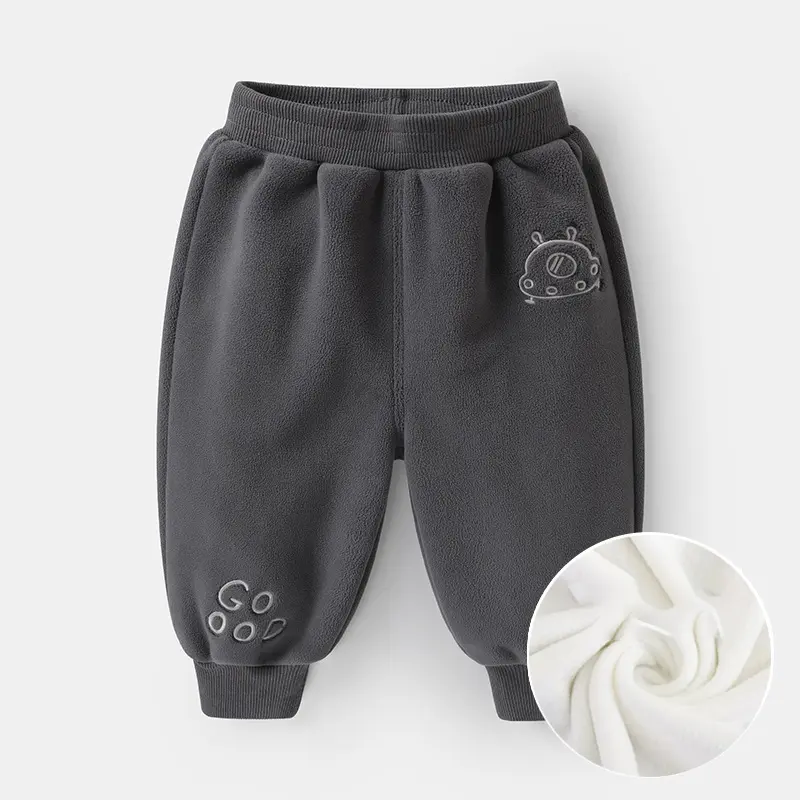 Quần dài chất nhung lông lót lông siêu mịn thêu hình cute cho bé trai và gái hàng QC - QN13 5