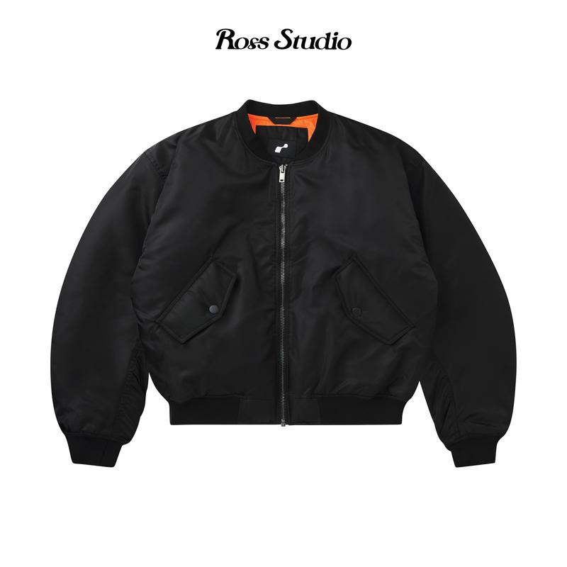Áo Khoác Bomber ROSS STUDIO Đen Lót Bông Form Basic - R IC BOMBER BLACK JACKET