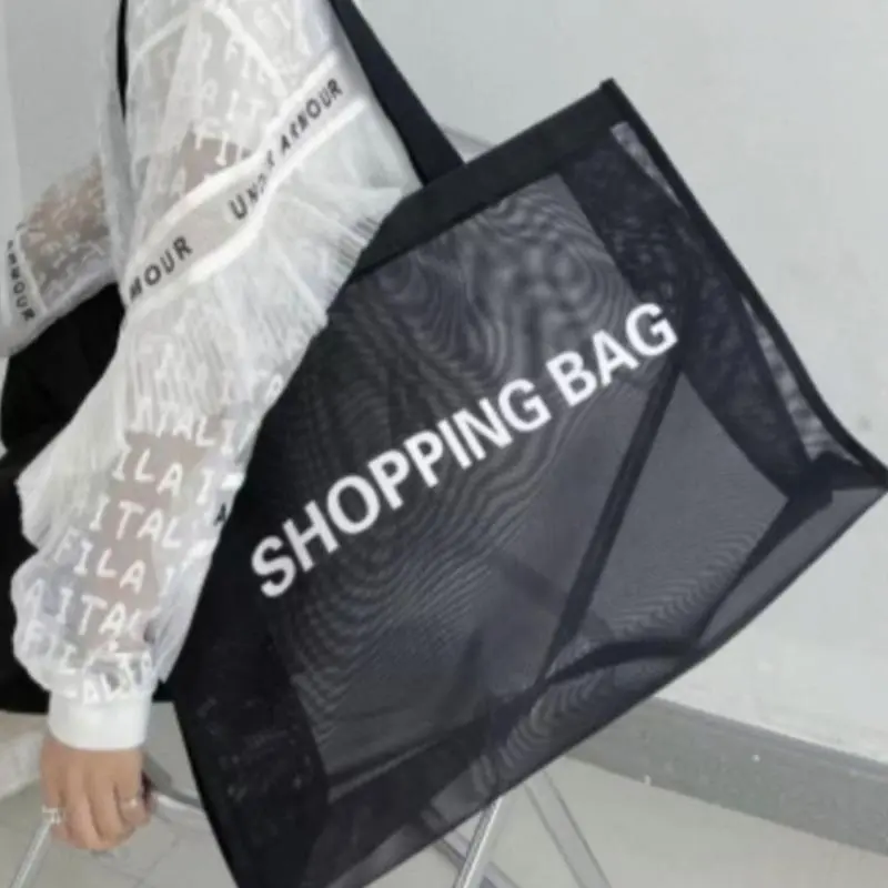 FreeHummingbird-Túi Mua Sắm Lưới Trong Suốt, Túi Đeo Một Bên Vai Sức Chứa Lớn, Thoáng Khí, Cho Du Lịch Bãi Biển 0