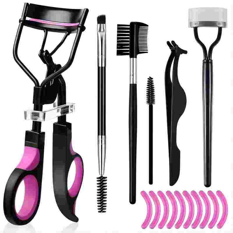 Eye Care Makeup Tool Kit (16pcs/set), Including Eyelash Curler & Eyelash Brush & Eyebrow Trimmer & Eyebrow Brush & Eyelash Comb & Lash Tweezers for Women, Cosmetics 8