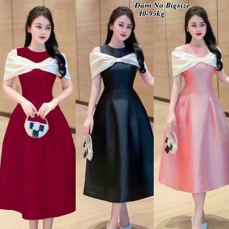 Thời Trang Bigsize HCM Đón Tết - Đầm Váy Bigsize Nữ Dự Tiệc Vải Tafta Đứng Form Cao Cấp Thiết Kế Trễ Vai Nơ Xinh Đi Dự Tiệc, Công Sở Xinh Đẹp Sang Trọng Dễ Thương Thanh Lịch Giá Rẻ đủ size 40-95kg Nhung Nâu - 2358