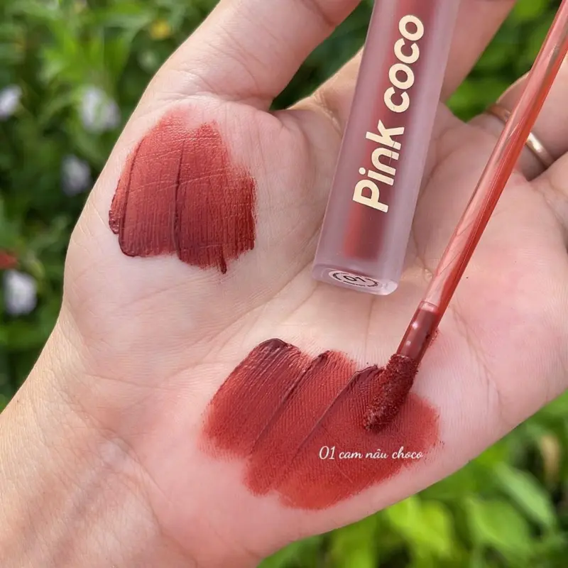 Son kem PINK COCO vuông dài nắp đỏ CÓ ẢNH THẬT SHOP CHỤP dưỡng ẩm mềm mịn môi hiệu ứng lì thiết kế xinh xắn chính hãng 4