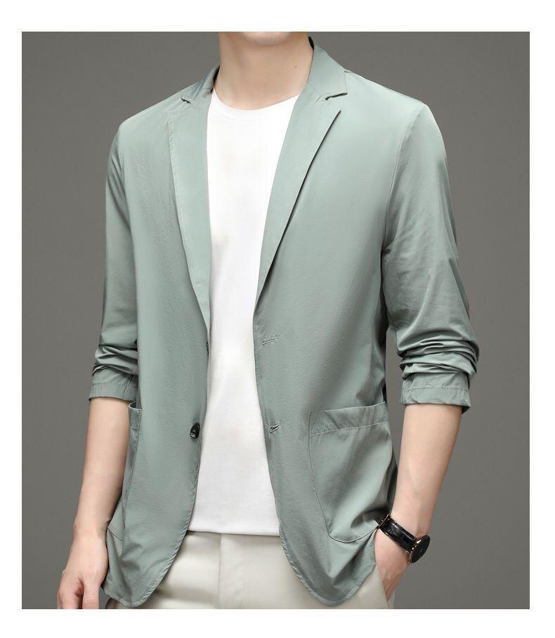 Product Introduction of Thin, loose men's suit for summer. Sun Protection Coat Ice Silk Casual Business Style Sun Protection Coat for Men 5