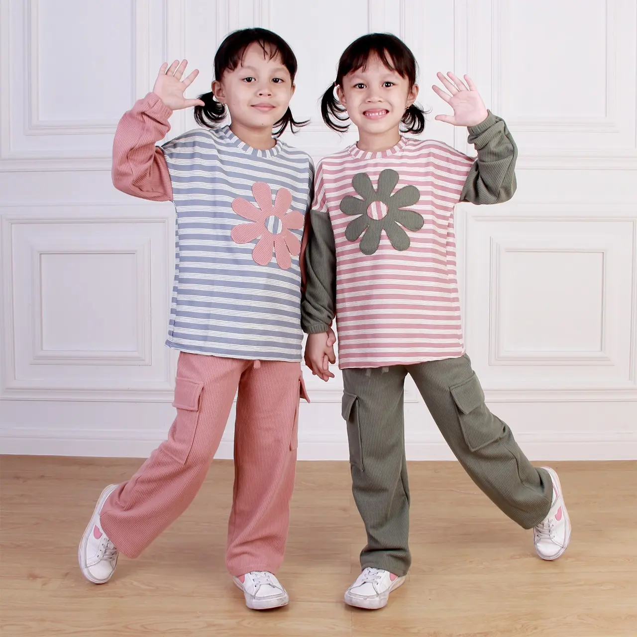 Dungdungkids Setelan Anak Shidqia Caramel Knitt Bunga 3 - 12 Tahun
