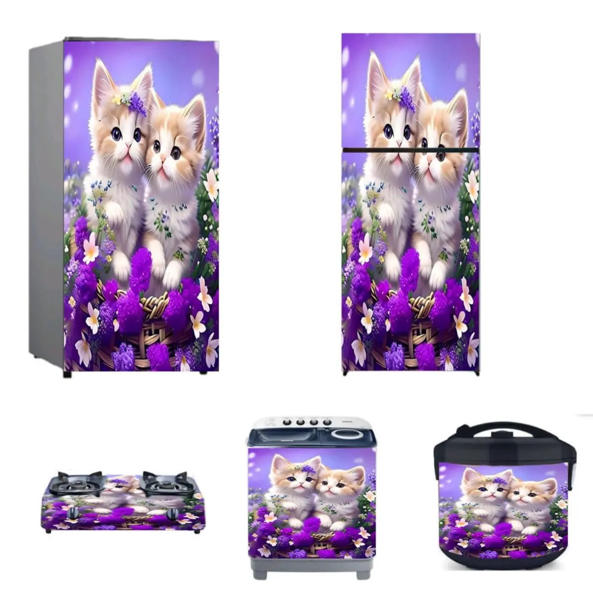 Stiker Kulkas 1 Pintu /Kulkas 2 pintu/Kompor/ Mesin Cuci / Ricecoker Motip Kucing ( COD ) Flystar Stiker