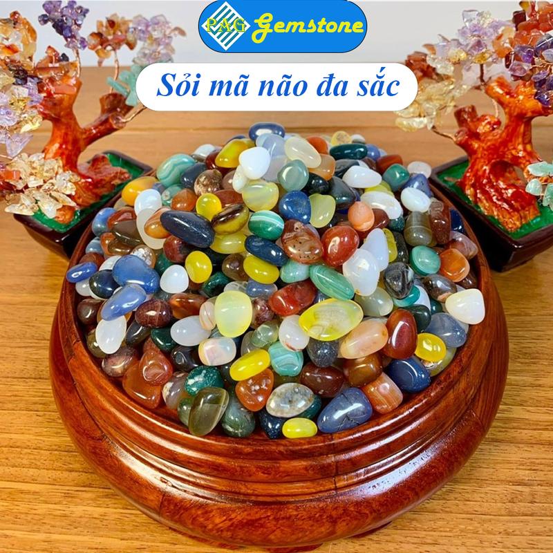 100gr Sỏi Mã Não Tự Nhiên - Cuội Sỏi Nhiều Màu Sắc - Đá Phong Thuỷ Trang Trí Bể Cá Rải Chậu Cây