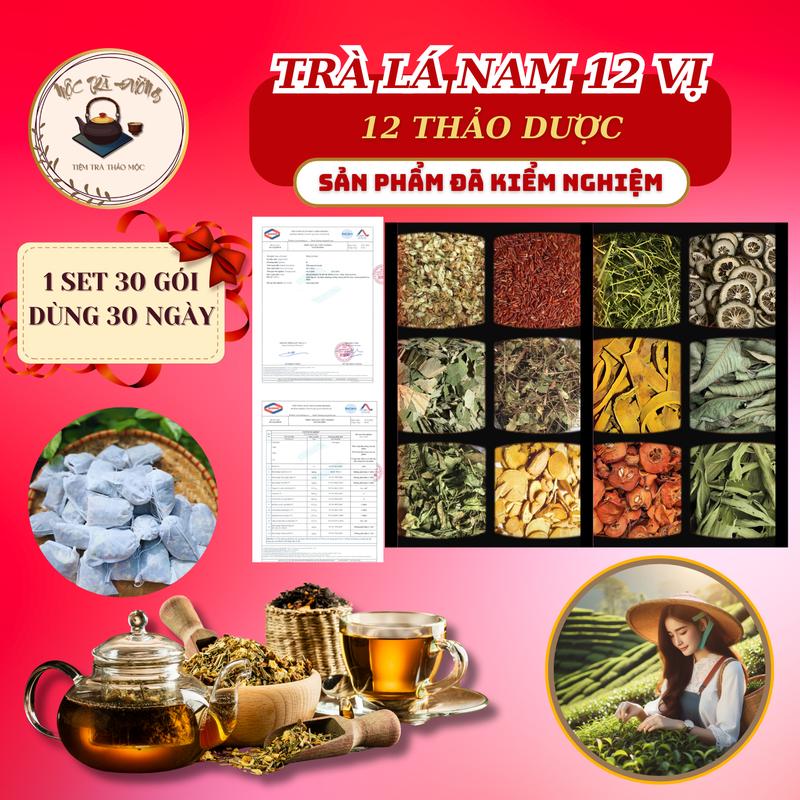 Trà Lá Nam 12 Vị - Đã Qua Kiểm Nghiệm - SET 30 Gói Dùng 30 Ngày - Thành Phần : Gạo Lứt Huyết Rồng, Lá Sen, Xạ Đen, Táo Mèo, Giảo Cổ Lam, Hoa Nhài Mộc Thông,... - Tea, Nước Trà Chè
