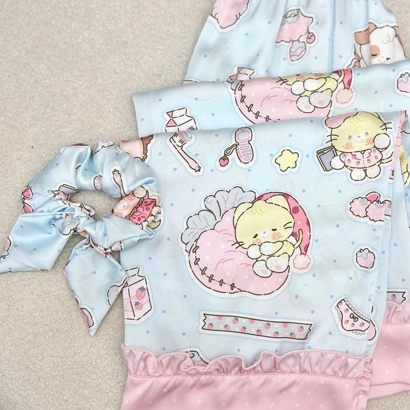 ￼BỘ PIJAMA MONYBEAR TDQD MÈO TRẮNG PHỐI BÈO HỒNG ( kèm CỘT TÓC ) 5