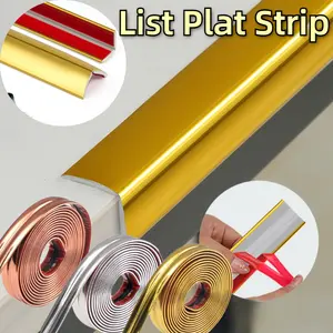 List Plat Strip/ Wastafel Dapur Kamar Mandi Tape Perekat List Keramik Gulungan Sticker/ PVC Gold Silver Stiker Pelindung Sudut Meja Aesthetic