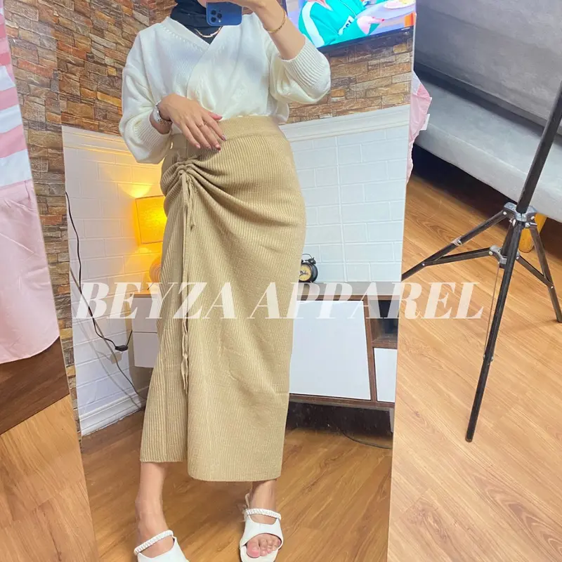 [Beyza Apparel] Serut Rok Span Wanita Rajut Korean Style Bawahan Rajut Wanita Formal Casual Fit Panjang Nyaman Pendek Basic Kerja Hitam Semi 7