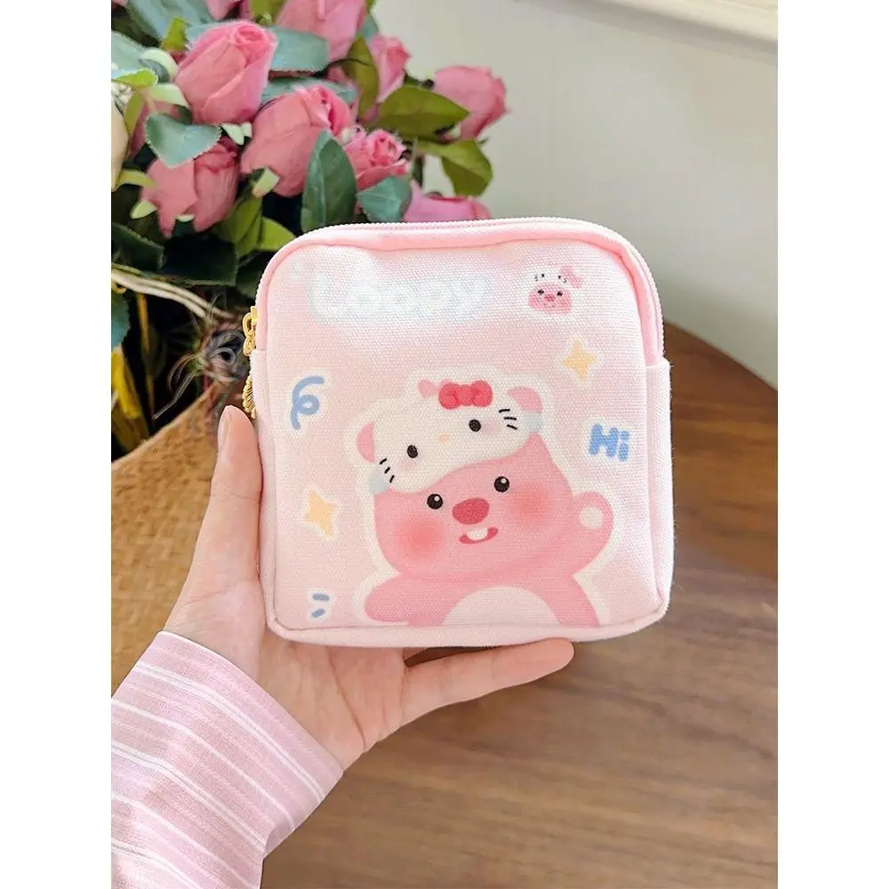 Cartoon Sanitary Napkin Aunt Towel Storage Bag Moon Packet Large Capacity Portable and Cute Girl Canvas Bag Oil Painting Kt