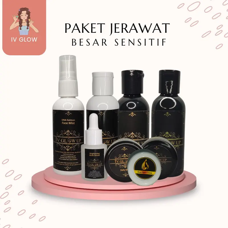 {FREE GIFT} IV GLOW Paket Jerawat Berat & Bruntusan Pencerah Wajah Perawatan Hitam Memutihkan 3