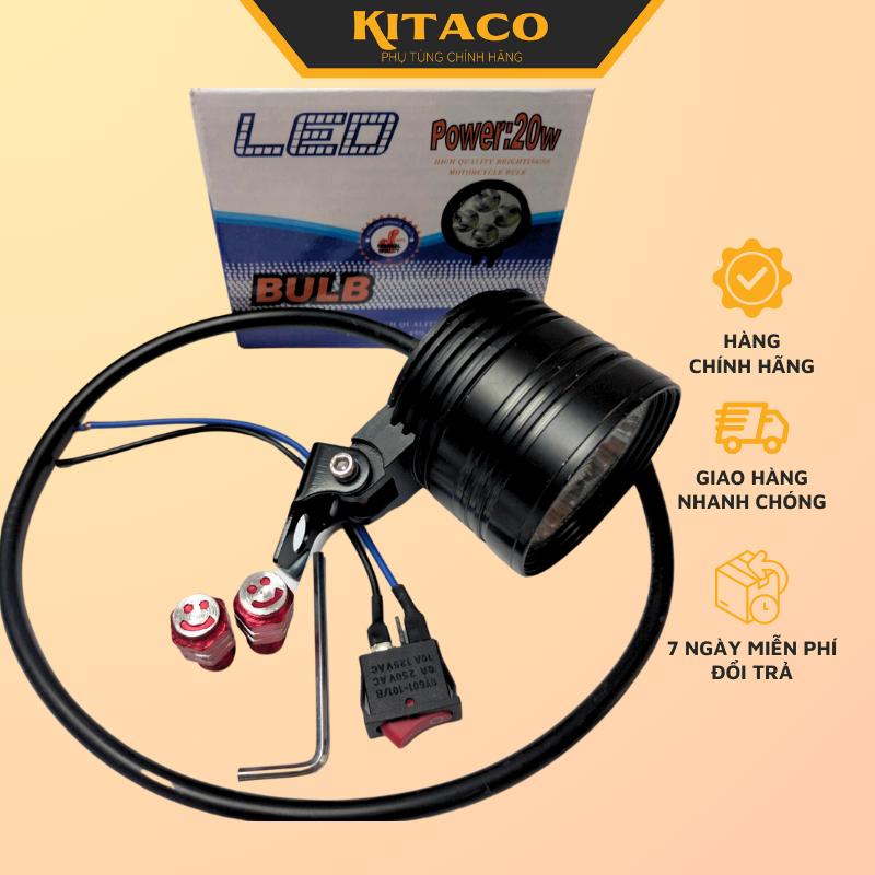  Đèn l4 Xe Điện Ngắn chế độ Siêu sáng_Đèn trợ sáng l4 tặng kèm công tắc + 1 tem racing 