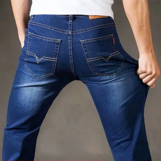 Quần Jean Nam, Hàng Mới Về Mùa Xuân, Phong Cách Thường Ngày Thích Hợp Cho Nam Trung Niên, Hợp Xu hướng Và Dễ Phối Đồ, Cỡ Lớn, Chống Mài Mòn, Thẳng Và Rộng Rãi, Quần Dài, [9812] Yêu Thích