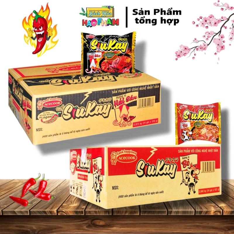 Mì Siukay hải sản/bò gói 128g 1 thùng 24 gói