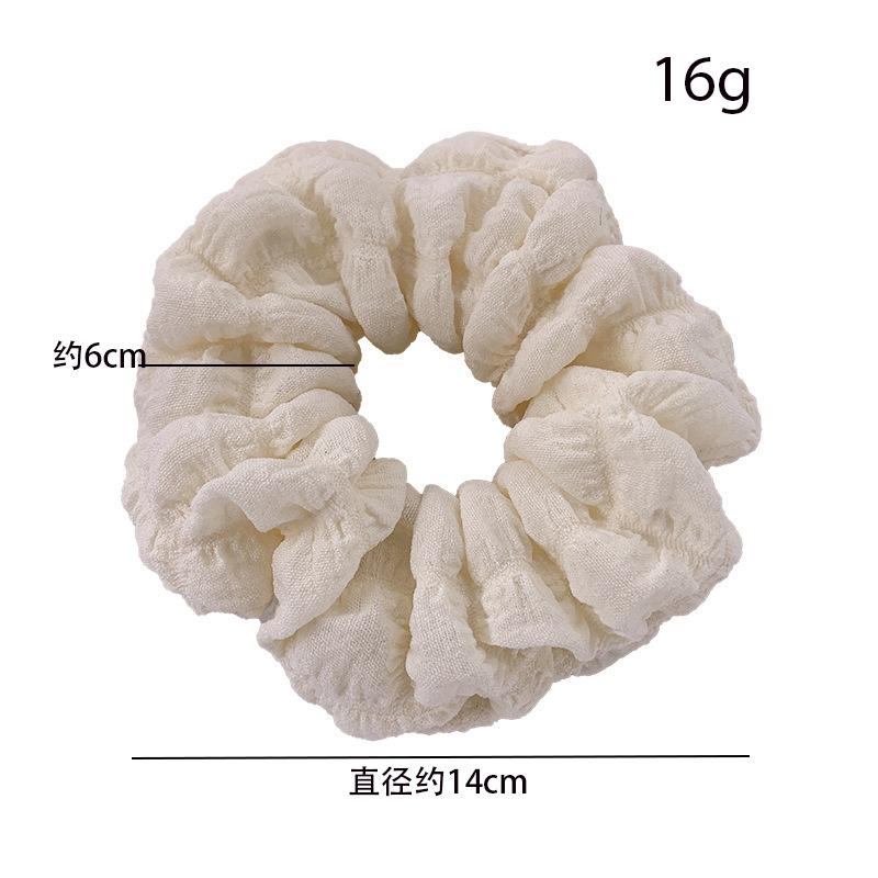 Product Introduction of French Retro Cream Pleated Seersucker Large Intestine Hair Ring 2025 New French Vintage Hair Accessories Women 1