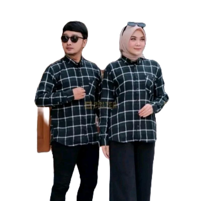 kemeja couple an flanel panjang pria wanita isi 2 kemeja baju Pasangan Santai 1