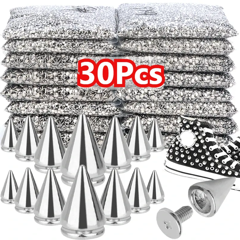 10-30Pcs Silver Color Cone Studs Spikes Double Cap Rivets Stud Round Nail Rivet DIY Clothes Shoes Bag Clothing Accessories