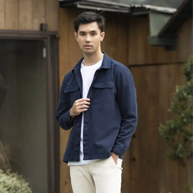 CUTOFF Oliver Trucker Jaket Outer Pria Polos Casual Lengan Panjang 2