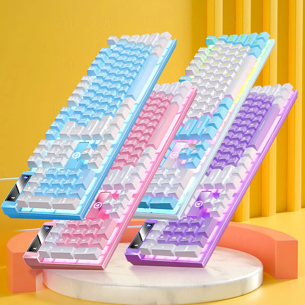 Bàn phím máy tính có dây giả cơ SIDOTECH K500 gaming led rgb màu hồng hành trình phím vừa phải giúp gõ nhanh chống nước tốt cho pc laptop chơi game văn phòng | BigBuy360 - bigbuy360.vn