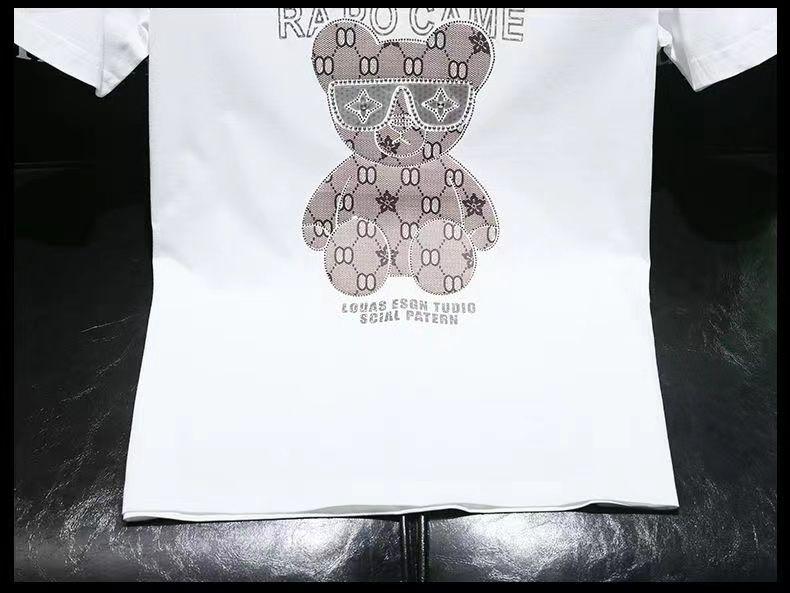 Product Introduction of European Station European Goods Trendy Bear Round Neck Short Sleeve T-Shirt Men 2023 Summer Youth Slim Fit Plus Size Half Sleeve Tee Comfort 22