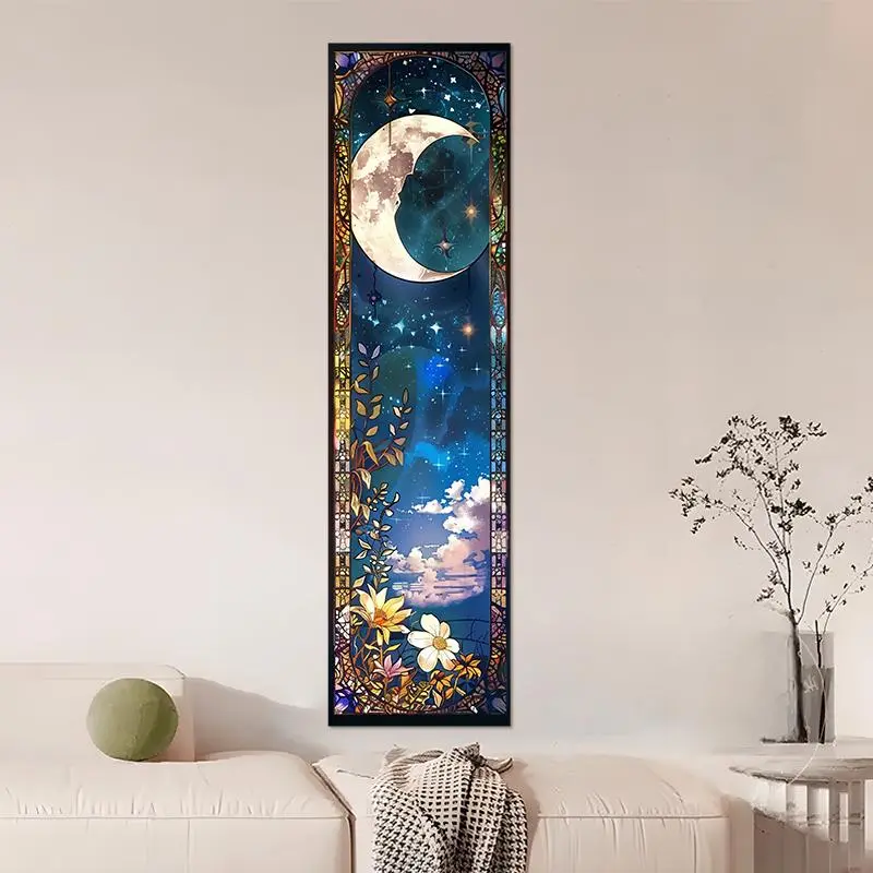 Moon & Starry Sky Pattern Tapestry, 2 Counts/set Aesthetic Art Vertical Tapestry, Wall Hanging for Home Dorm Decor, Perfect Gift for Friends 3