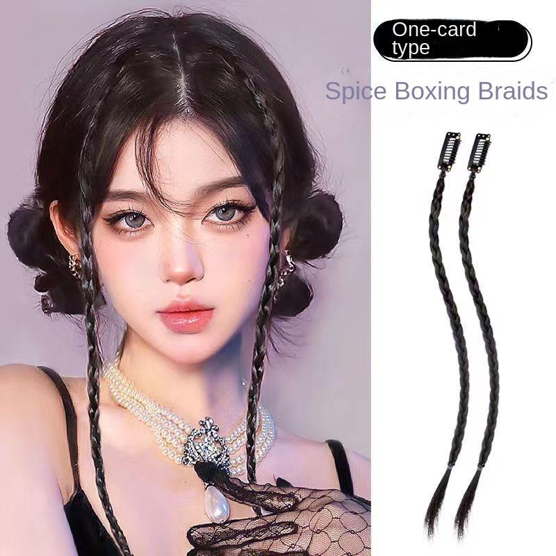 Product Introduction of New Boxing Braid Spice Girls in Hot Net Red Same style Fried Dough Twists Braid Ponytail Hair Ornament 0