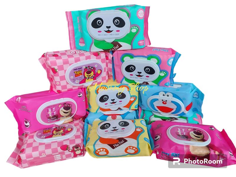 Thùng 16 gói khăn ướt Gấu Phú Đạt không mùi, khăn ướt baby wipes 120 tờ Cho Bé