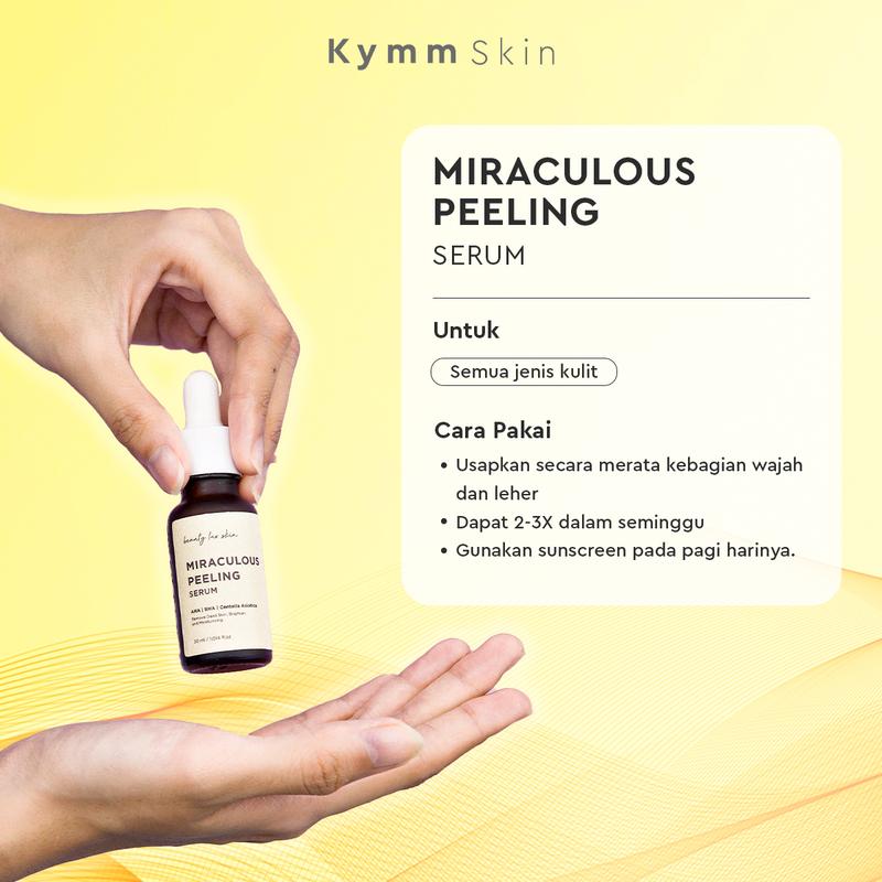 KYMM SKIN Miraculous Peeling Serum | Eksfoliasi AHA BHA Centella Asiatica Perawatan Mencerahkan Efektif Mengangkat Komedo Wajah, Sel Kulit Mati, Noda Hitam, Pencerah, dan Pelembab Essence with Acid 5