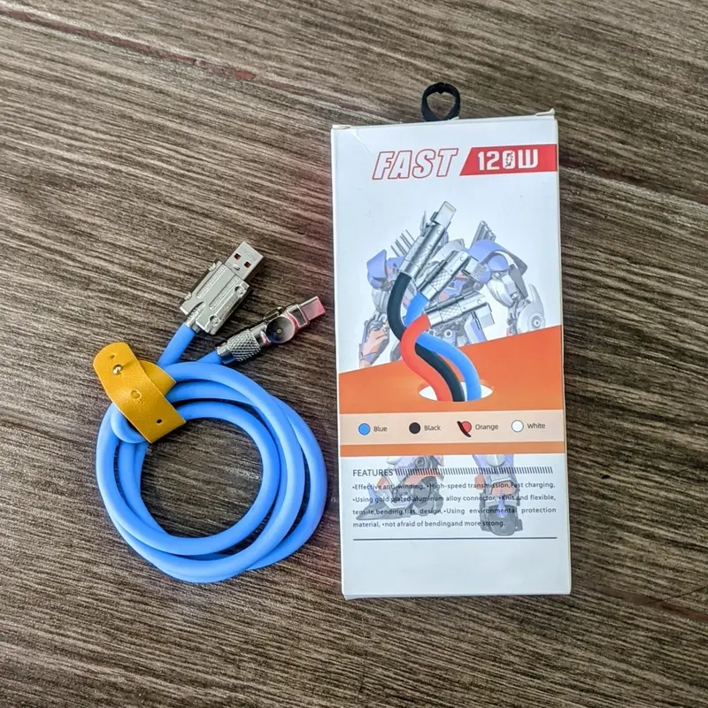 Dây sạc xoay 120W type C và lighning (chất liệu cao su non xoay gập  180°) Phụ Kiện 0