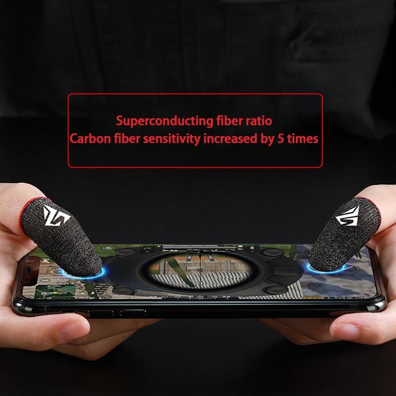 Breathable Gaming Finger Sleeve, 1 Pair Anti-sweat & Anti-slip Fingertip Cover, Universal Thumb Gloves for Mobile Game, Smartphone Gaming Accessories, Thumb Grip, Black 8