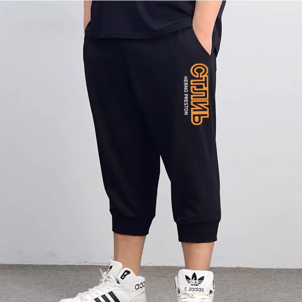 Oversize Stretch Men's Capri Pants for Plus Size