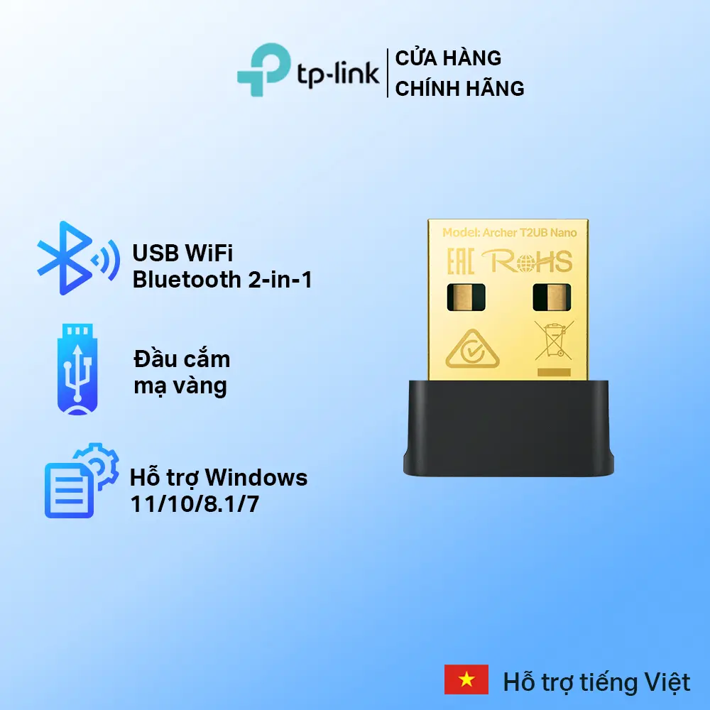 Bộ Chuyển Đổi USB Wifi TP-Link Archer T2UB Nano Bluetooth 4.2 Chuẩn AC 600Mbps