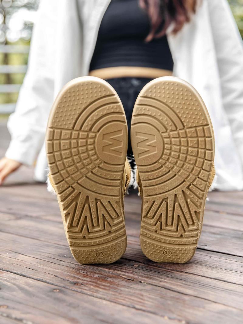 Product Introduction of Women's Solid Color Patched Design Ankle Boots, Fashionable Warm Snow Boots for Winter, Casual Comfortable Shoes for Daily Wear 2