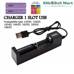 [KBM] Charger Baterai 1 Slot USB Cas Batre 18650 Senter Multifungsi Alat Casan Battery