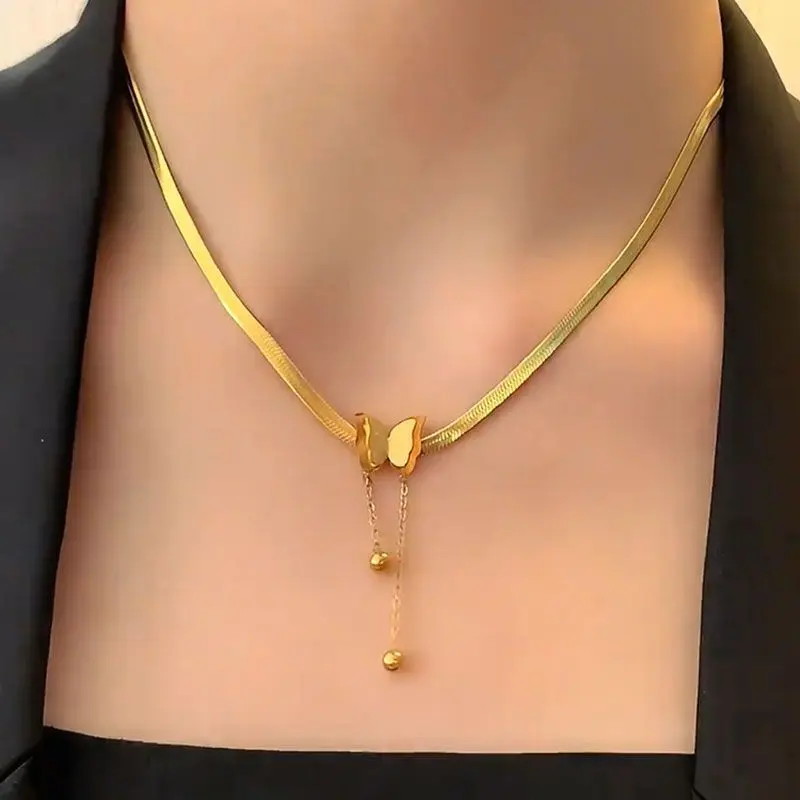 Vòng Cổ Vàng, Thời Trang, Dành Cho Nữ, Phổ Biến, Làm Bằng Thép Titan Dây Chuyền Xương Đòn, Hàng Mới Về, Giá Cả Phải Chăng, Sang Trọng, Không Phai Màu, Thích Hợp Làm Quà Tặng Cho Bạn Gái, Mẹ 3