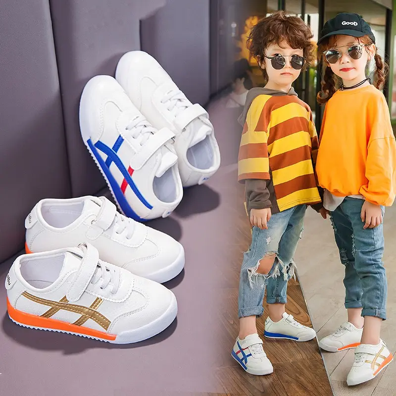 【Bestall】2-12T Kids Baby White Shoes Boys Girls Fashion Casual Flat Sneaker Shoes Running Sport Sole Shoe Size 21-36