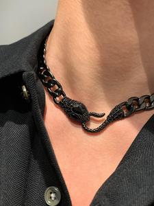 Collar de cadena de diseño de serpiente estilo punk unisex, Collar a juego de hip hop elegante y moderno, Joyería gótica para fiestas y decoración diaria como regalo de cumpleaños para mujeres y hombres