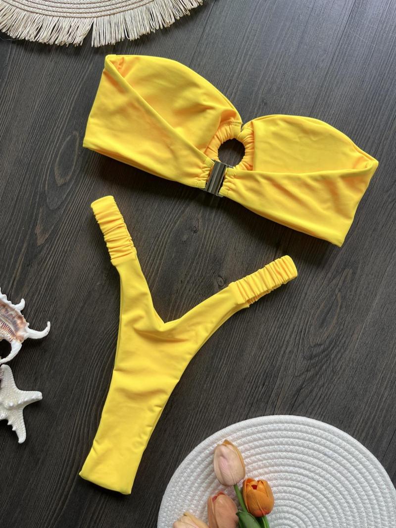 Product Introduction of Two-Piece Set Women's Bikini Set, Casual Swim Top & Swim Bottom Two-piece Swimsuit for Beach Holiday Vacation, Ladies Swimwear for All Seasons 6