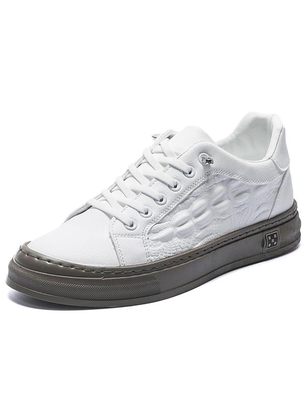 Men's Trendy And Personalized Crocodile Pattern Embossed Low-top Lace-up Skates, Fashionable And Versatile PU Leather Thick-soled Sports Shoes 4