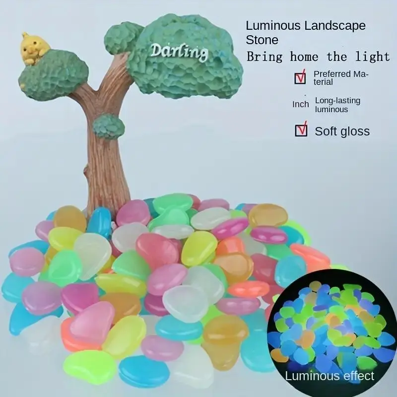 Artificial Luminous Pebbles, Bonsai Decorative Stone, Decorative Small Stones for Garden, Aquarium, Lawn, Fish Tank Decoration 1