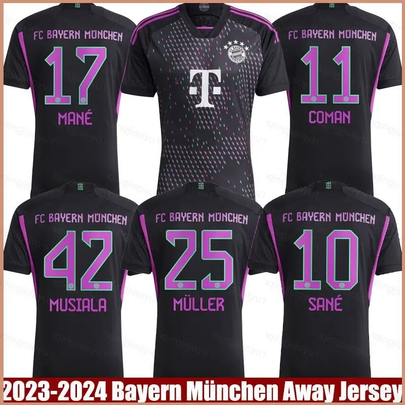 HQ2 2023-2024 Bayern Munchen Away Jersey Muller Mane Sane Kimmich Musiala Coman Football Tshirts Plus size QH1