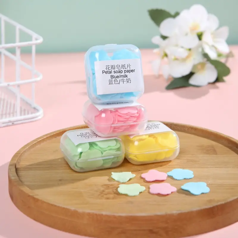 Tách Xà Phòng Dùng Một Lần, Miếng Rửa Tay, Xà Phòng Cánh Hoa, Đóng Hộp, Flake Xà Phòng, Cầm Tay Thích Hợp Cho Du Lịch Ngoài Trời, Rửa Tay Skin Care