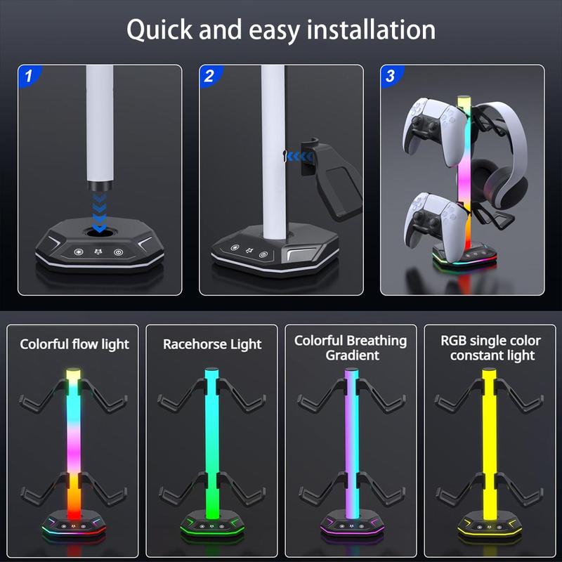 Game Controller Holder, Game Controller Display Stand with RGB Light Effect, Console Accessories for PS5 Controller, Xbox Controller, Switch Controller 8