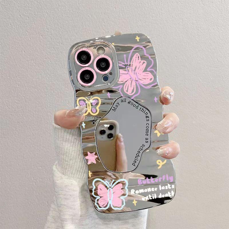 Product Introduction of Caseunicorn Case Untuk Samsung A14 A05 A13 A05s A02s A32 A03s A04s A12 A03 A11 A20 A53 A20s A13 A34 A21s A22 A30s A23 A31 A30 A52 A54 A50 A33 M12 M32 Kartun Tepi Gelombang Fashion Bunga Mewah Cermin Rias Kupu-kupu Tidak Beraturan Lipatan Riak Air 3D Case 39